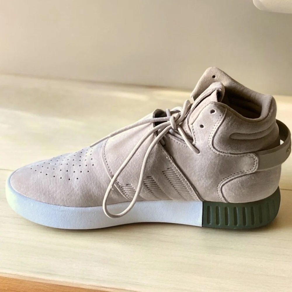 ADIDAS TUBULAR INVADER STRAP SNEAKER Neutral Color High Top Size 8  Like New - Picture 10 of 13